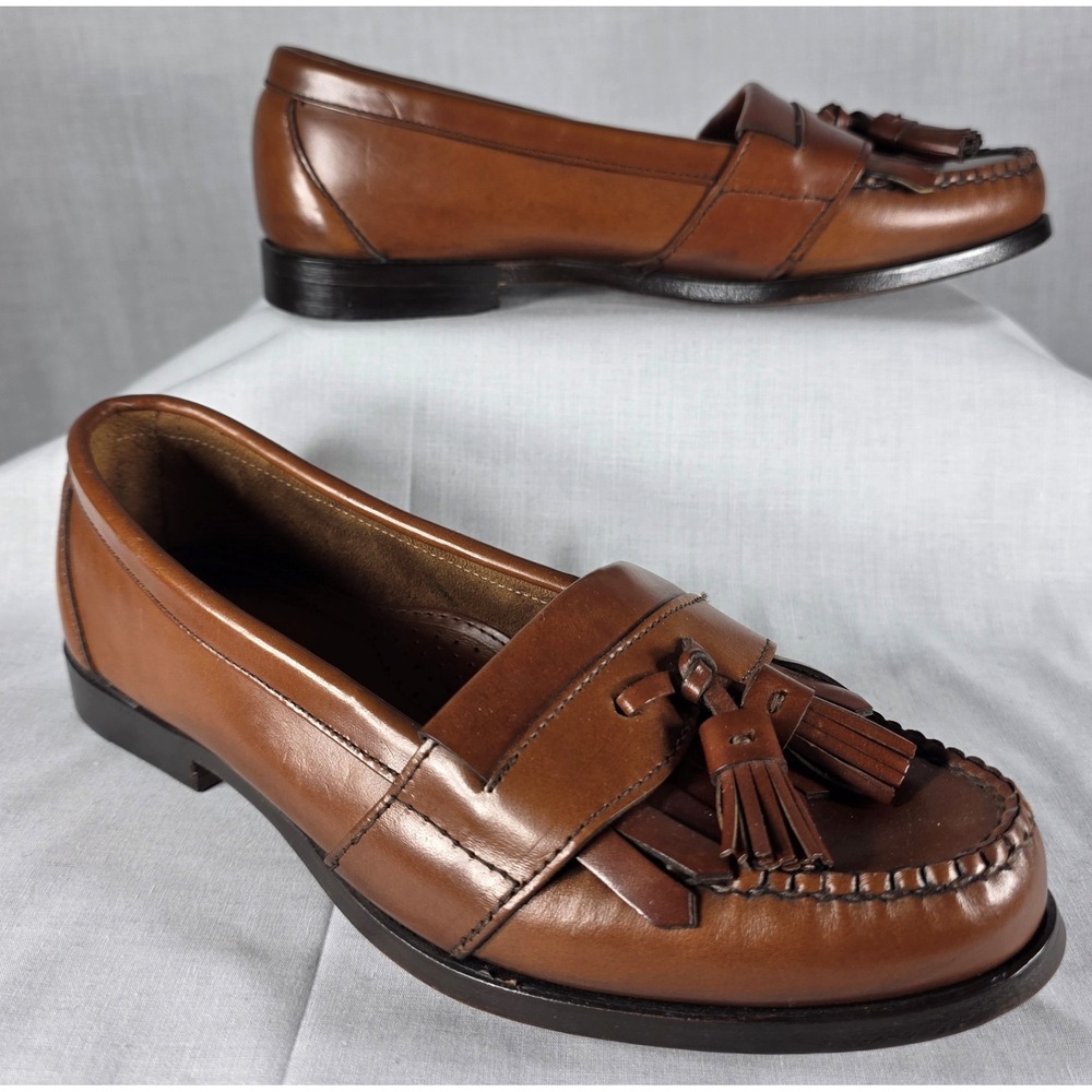 Cole Haan Men's 7 Brown Leather Tassel Kiltie Loafers Made in USA - Picture 9 of 11